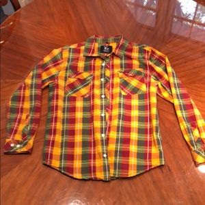 LRG button down autumn flannel print shirt